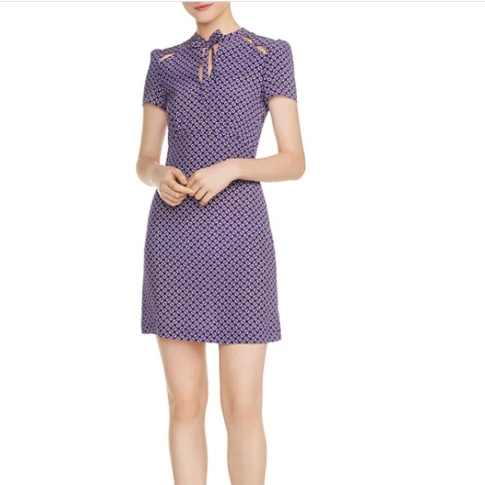 Maje Ramba Floral Print Cutout Silk Mini Dress - Picture 5 of 8